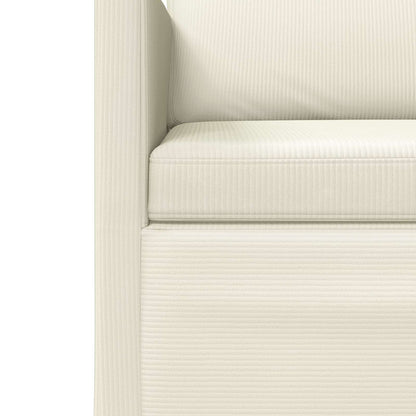 vidaXL 3 Seater Sofa Cream 220 x 81 x 82 cm Corduroy Fabric 6