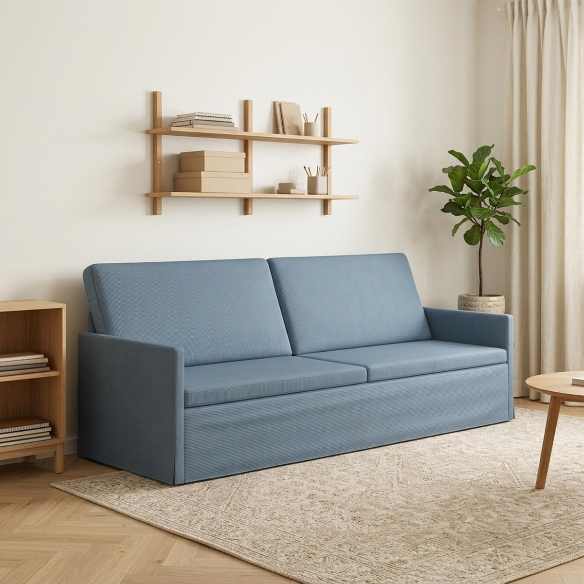 vidaXL 3 Seater Sofa Blue 220 x 81 x 82 cm Corduroy Fabric 1