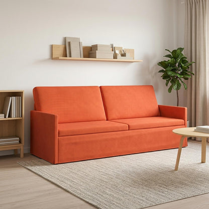 vidaXL 3 Seater Sofa Red Orange 220 x 81 x 82 cm Corduroy Fabric 1
