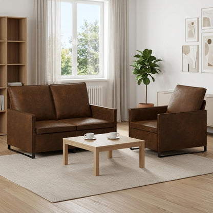 vidaXL Sofa Set 2 pcs Brown Faux Suede Fabric 1