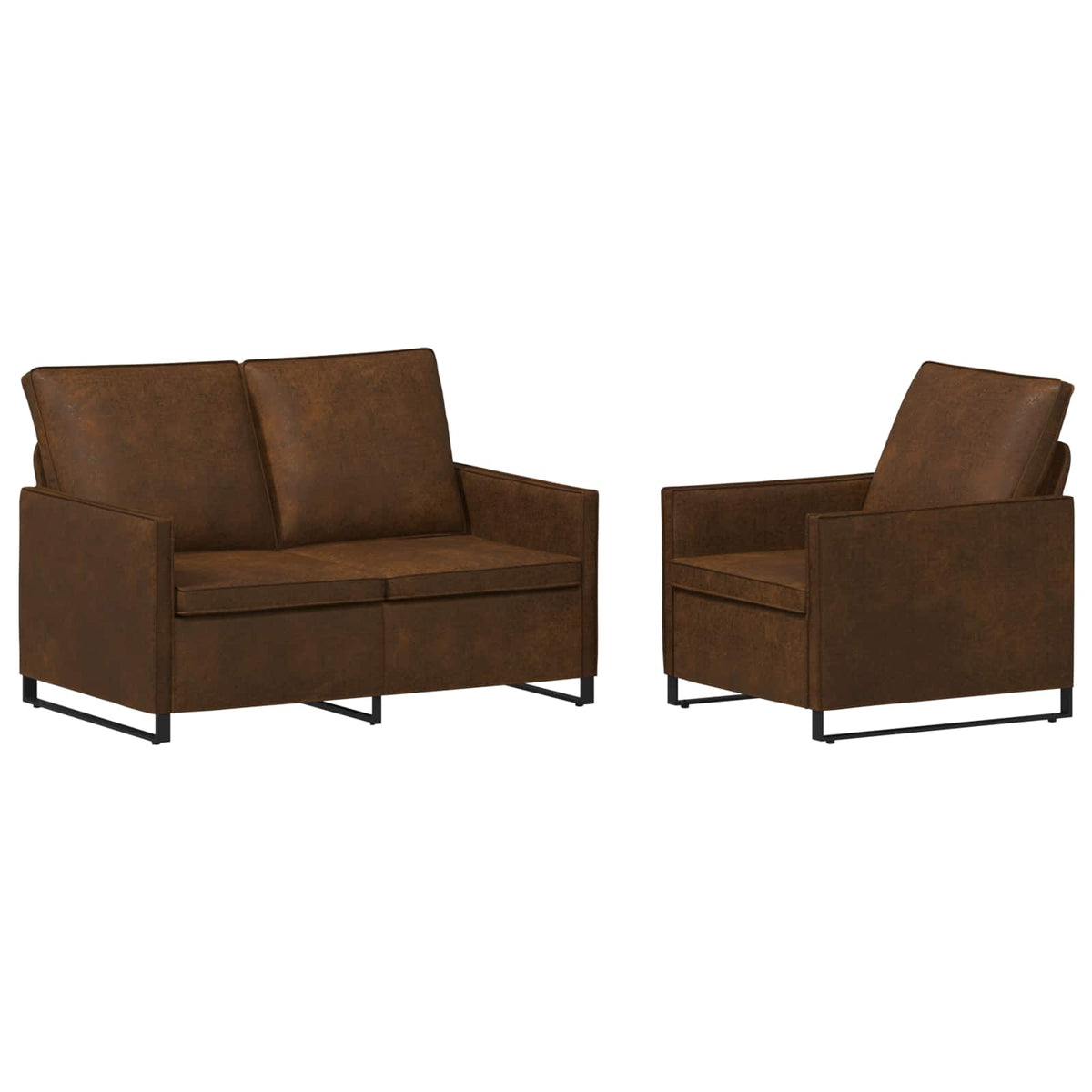 vidaXL Sofa Set 2 pcs Brown Faux Suede Fabric 2