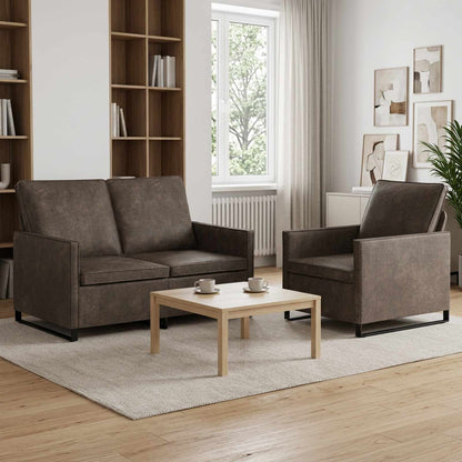 vidaXL Sofa Set 2 pcs Dark Grey Faux Suede Fabric 1