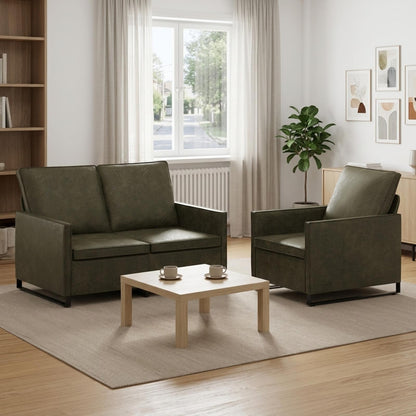 vidaXL Sofa Set 2 pcs Army Green Faux Suede Fabric 1