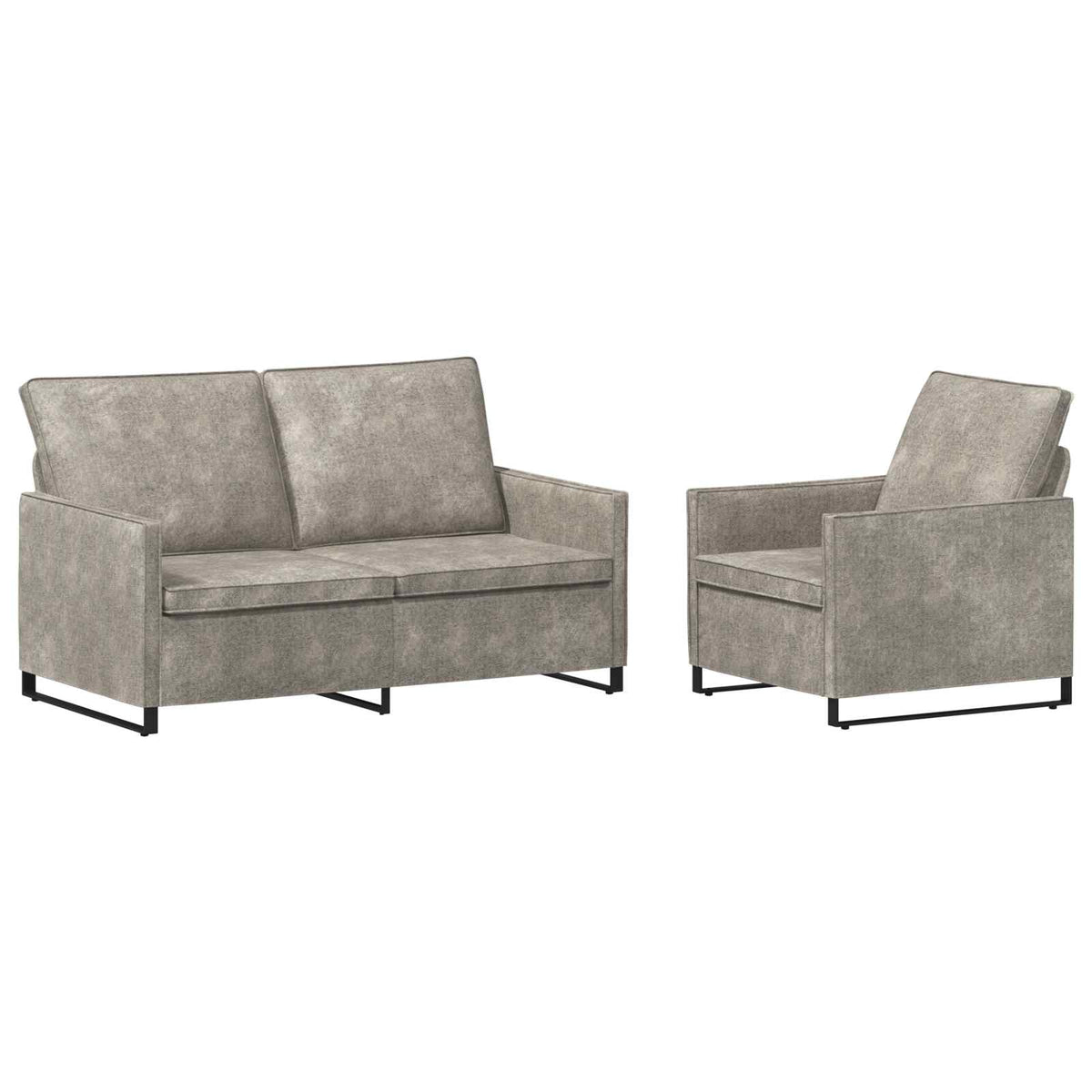 vidaXL Sofa Set 2 pcs Light Grey Faux Suede Fabric 2