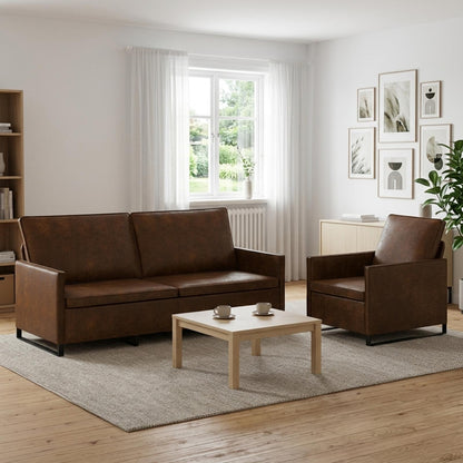 vidaXL Sofa Set 2 pcs Brown Faux Suede Fabric 1