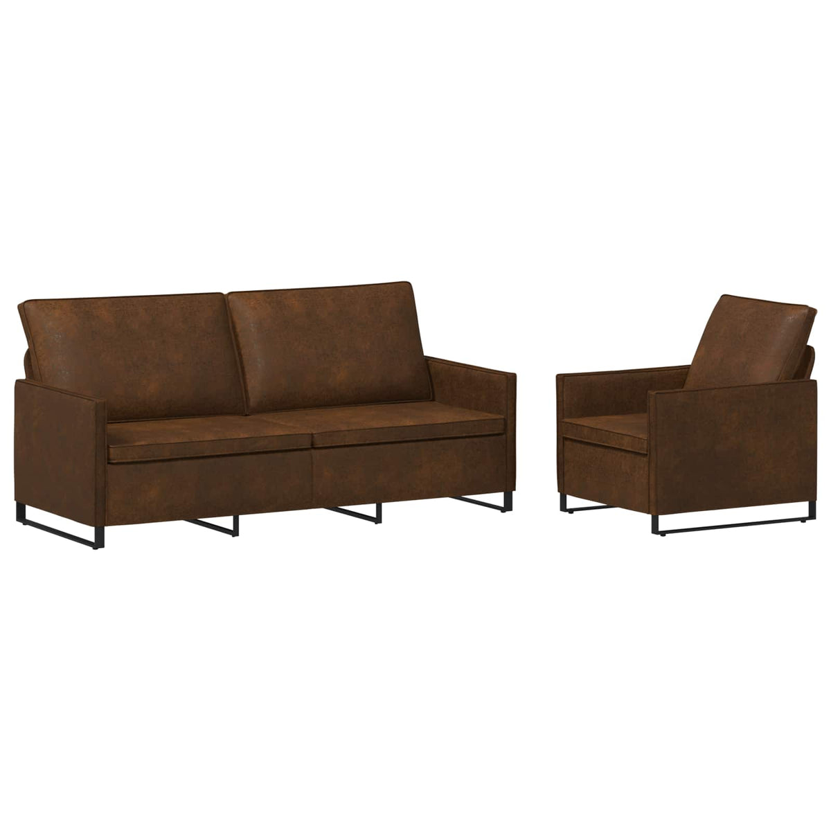 vidaXL Sofa Set 2 pcs Brown Faux Suede Fabric 2