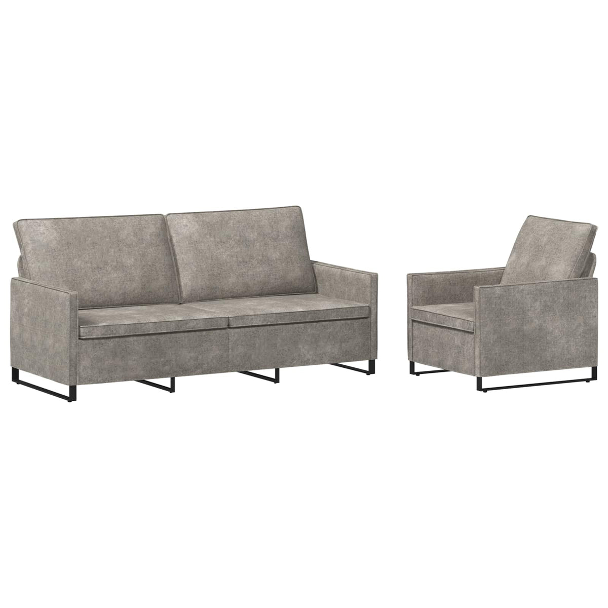 vidaXL Sofa Set 2 pcs Light Grey Faux Suede Fabric 2