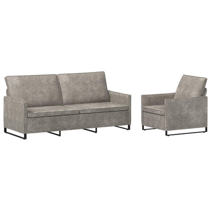 vidaXL Sofa Set 2 pcs Light Grey Faux Suede Fabric 2