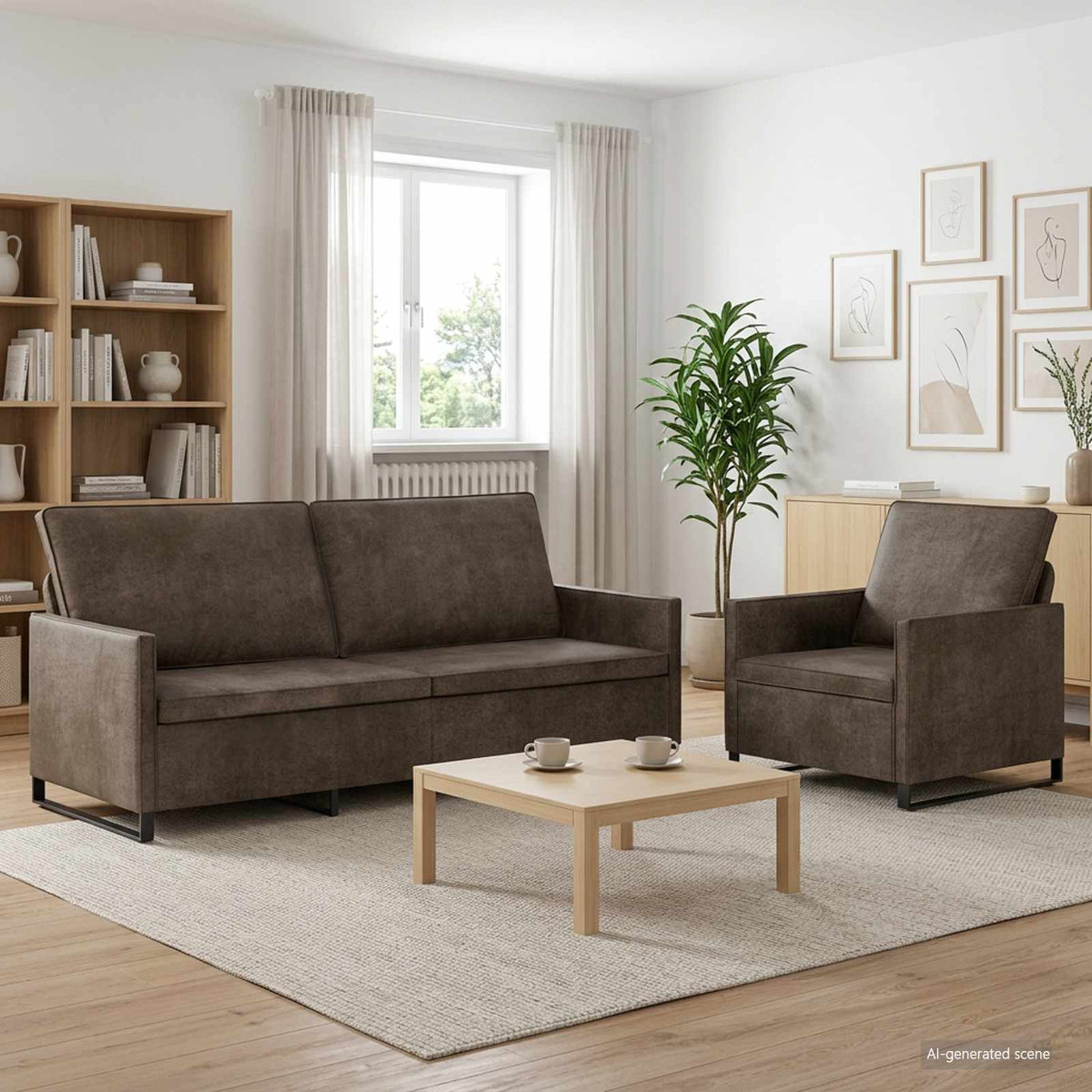 vidaXL Sofa Set 2 pcs Dark Grey Faux Suede Fabric 1