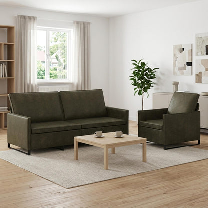 vidaXL Sofa Set 2 pcs Army Green Faux Suede Fabric 1