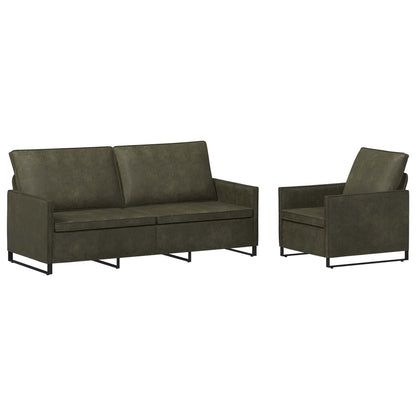 vidaXL Sofa Set 2 pcs Army Green Faux Suede Fabric 2