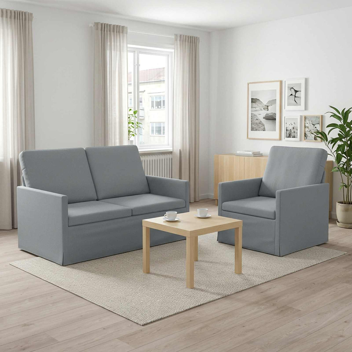 vidaXL Sofa Set 2 pcs Light Grey Fabric 1