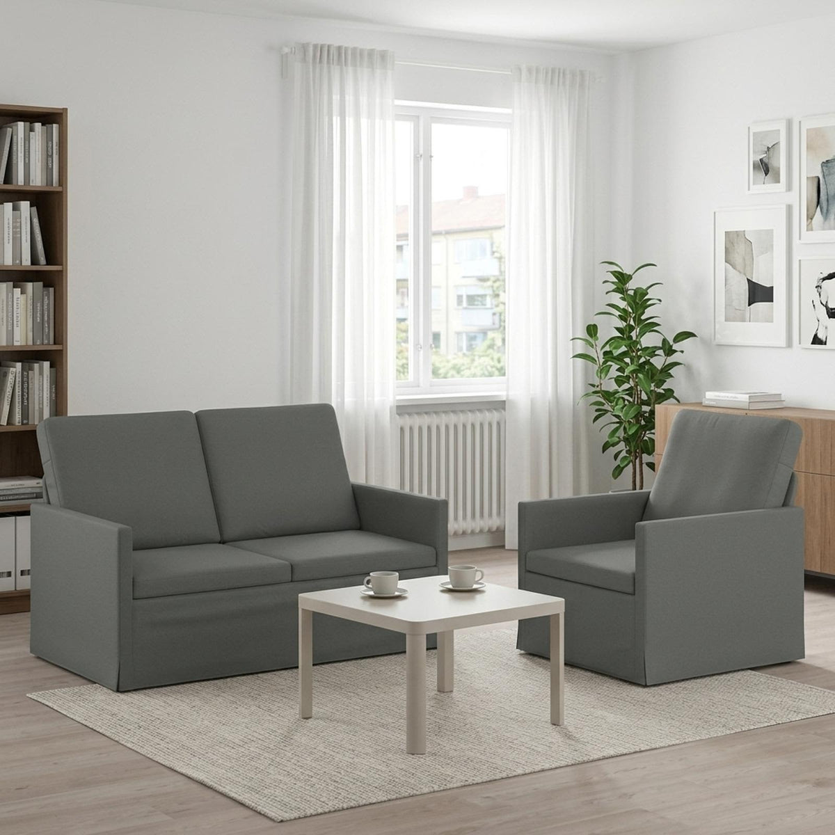 vidaXL Sofa Set 2 pcs Dark Grey Fabric 1