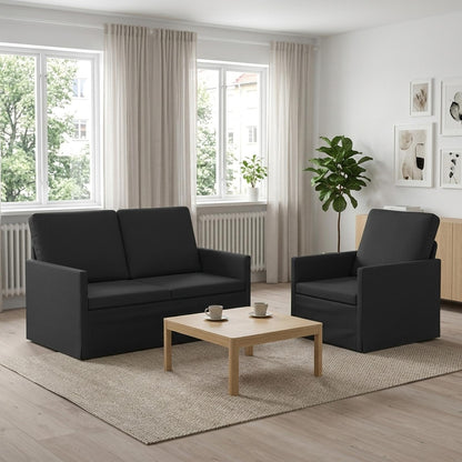vidaXL Sofa Set 2 pcs Black Fabric 1