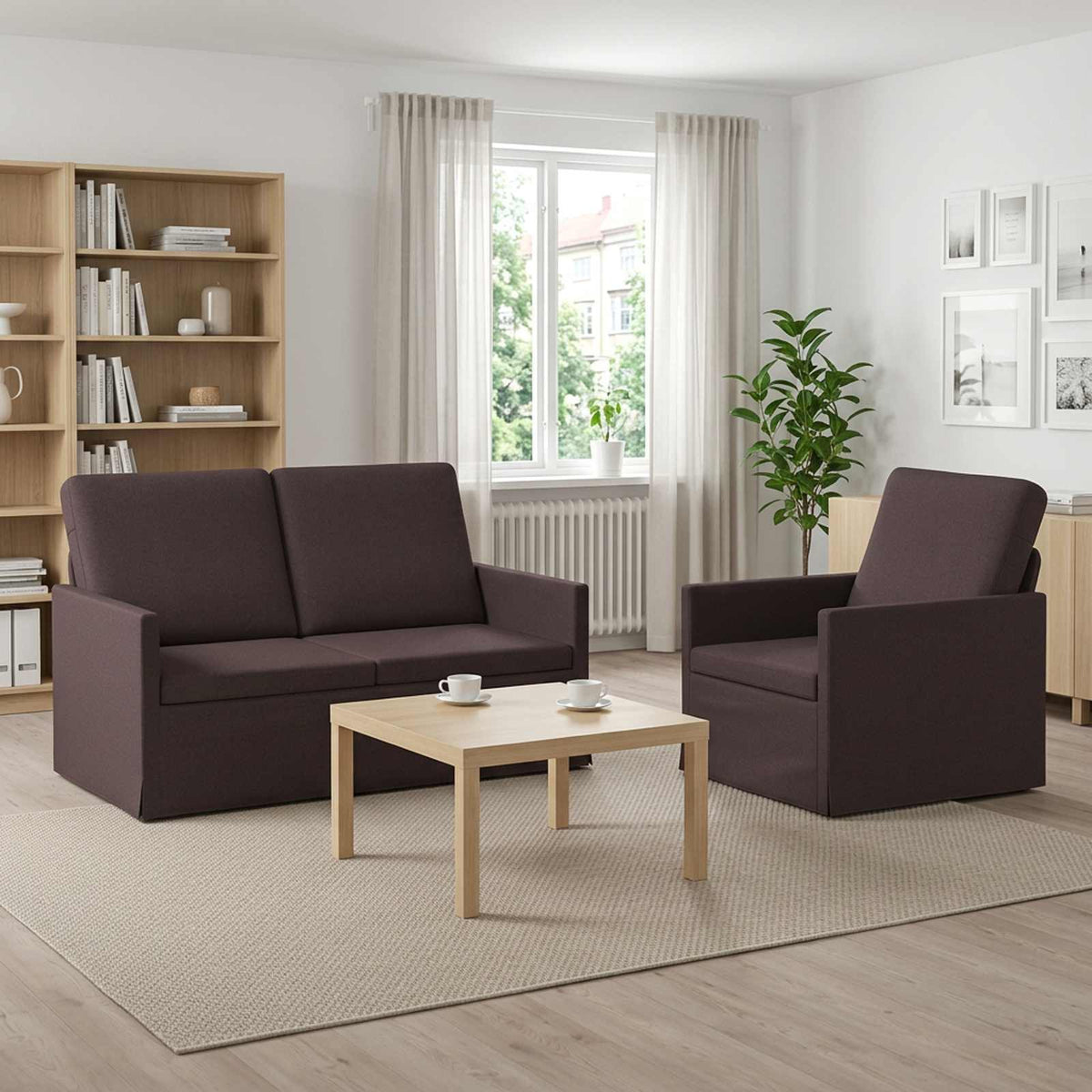 vidaXL Sofa Set 2 pcs Dark Brown Fabric 1