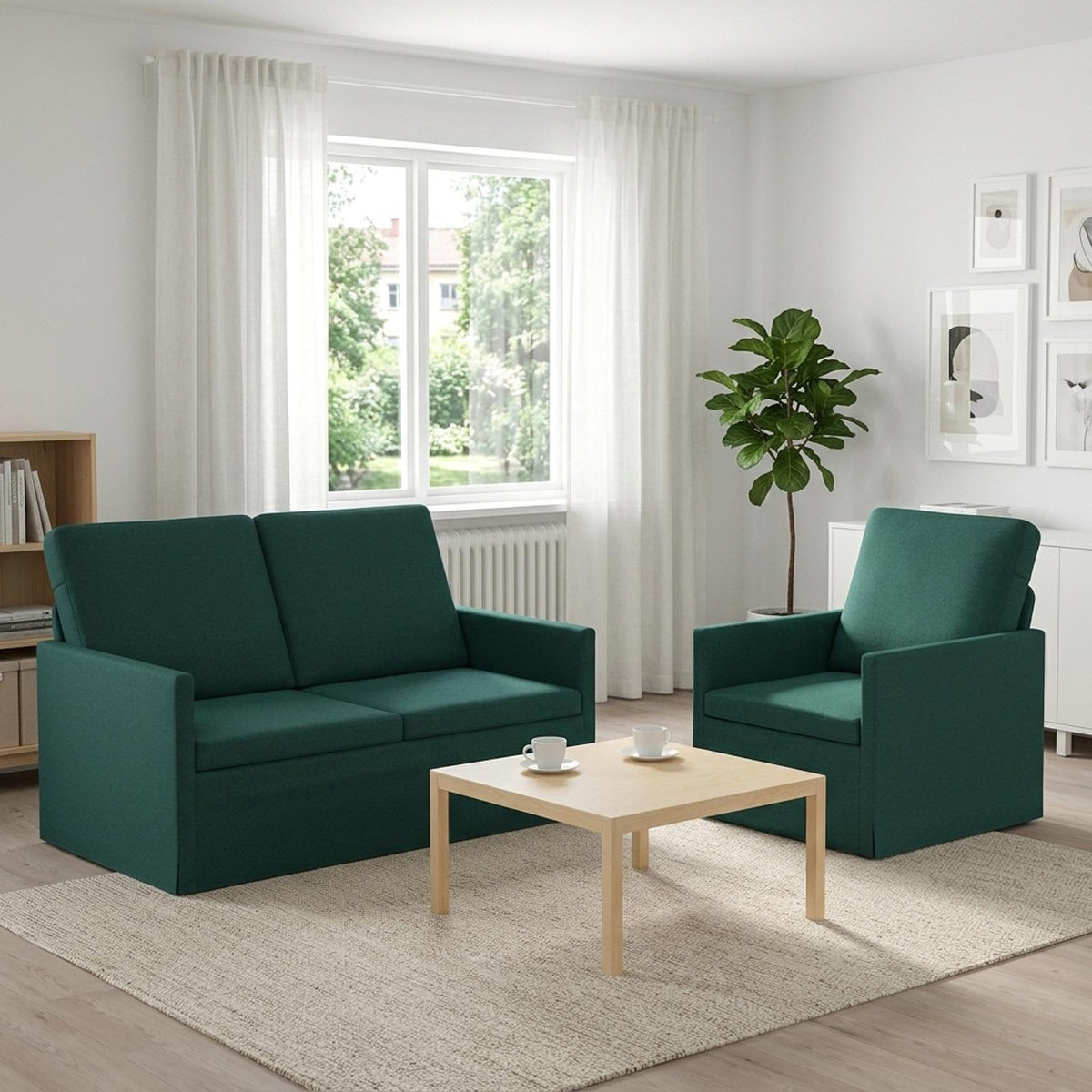 vidaXL Sofa Set 2 pcs Dark Green Fabric 1