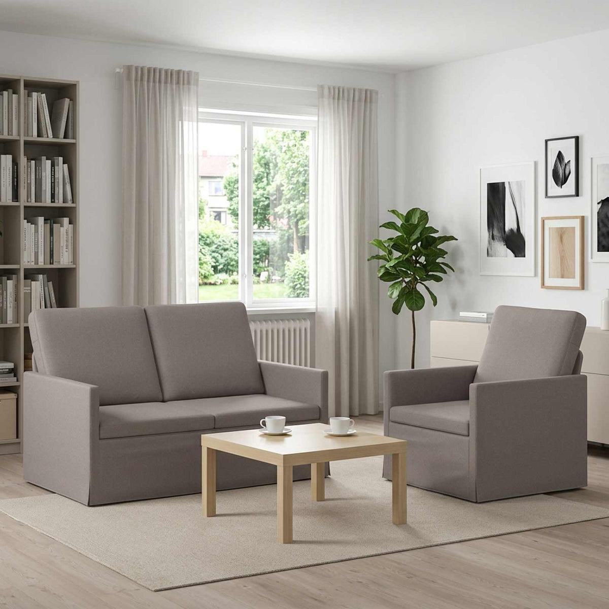 vidaXL Sofa Set 2 pcs Taupe Fabric 1