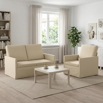 vidaXL Sofa Set 2 pcs Cream Fabric 1