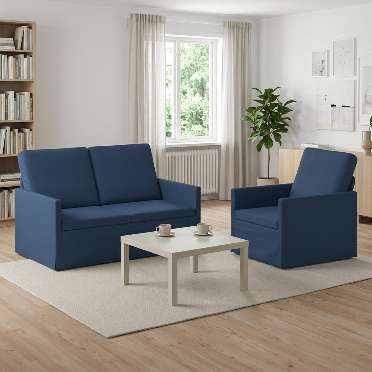 vidaXL Sofa Set 2 pcs Blue Fabric 1