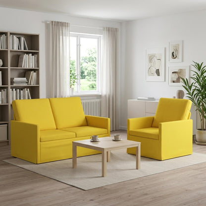 vidaXL Sofa Set 2 pcs Light Yellow Fabric 1