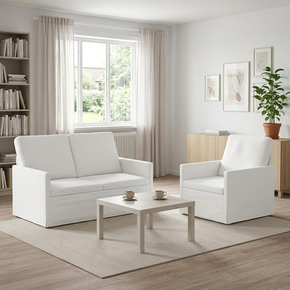 vidaXL Sofa Set 2 pcs White Fabric 1