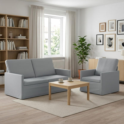 vidaXL Sofa Set 2 pcs Light Grey Fabric 1