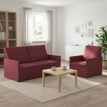 vidaXL Sofa Set 2 pcs Wine Red Fabric 1