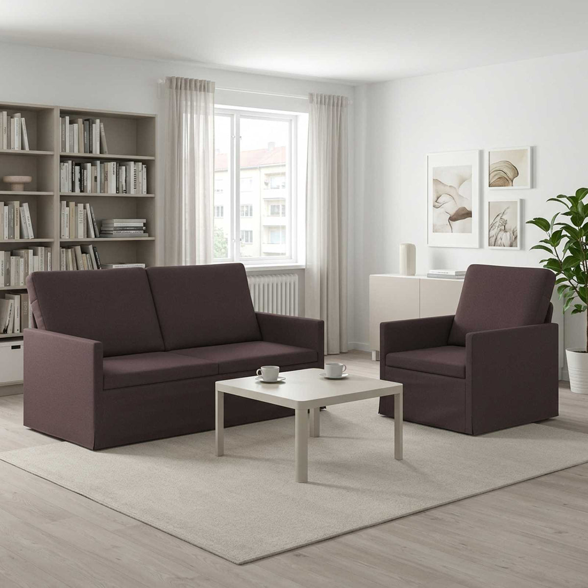 vidaXL Sofa Set 2 pcs Dark Brown Fabric 1