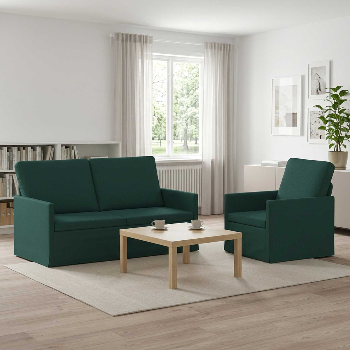 vidaXL Sofa Set 2 pcs Dark Green Fabric 1