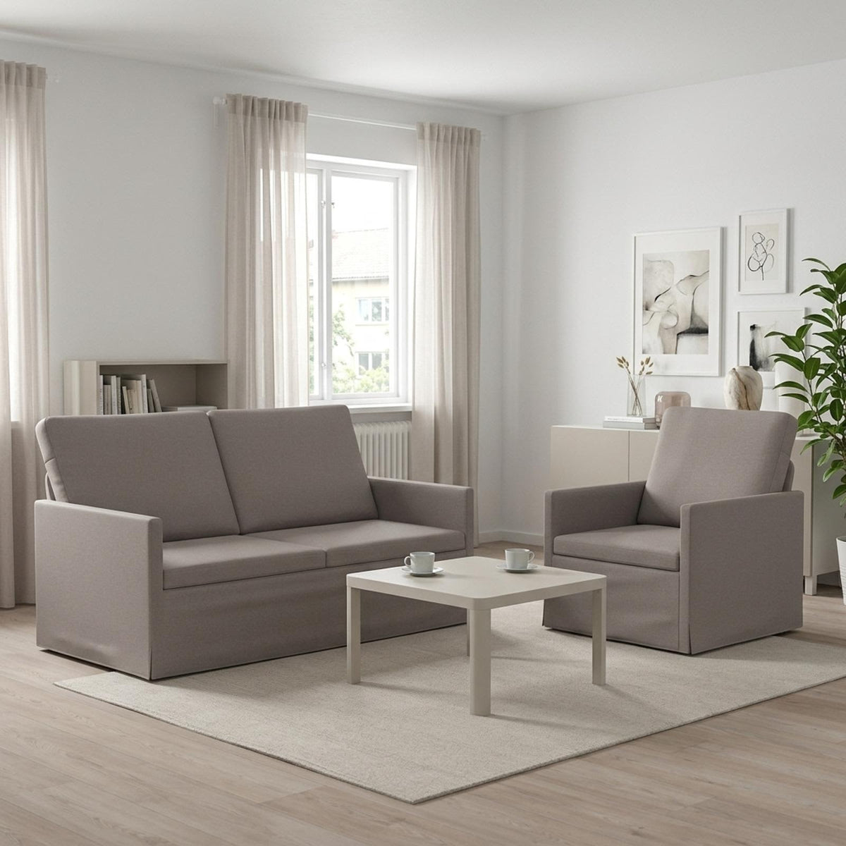 vidaXL Sofa Set 2 pcs Taupe Fabric 1