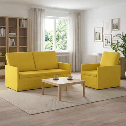 vidaXL Sofa Set 2 pcs Light Yellow Fabric 1