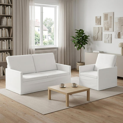 vidaXL Sofa Set 2 pcs White Fabric 1