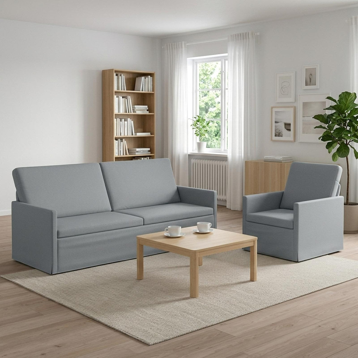 vidaXL Sofa Set 2 pcs Light Grey Fabric 1
