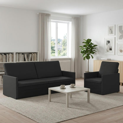 vidaXL Sofa Set 2 pcs Black Fabric 1