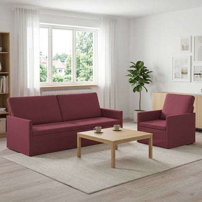 vidaXL Sofa Set 2 pcs Wine Red Fabric 1