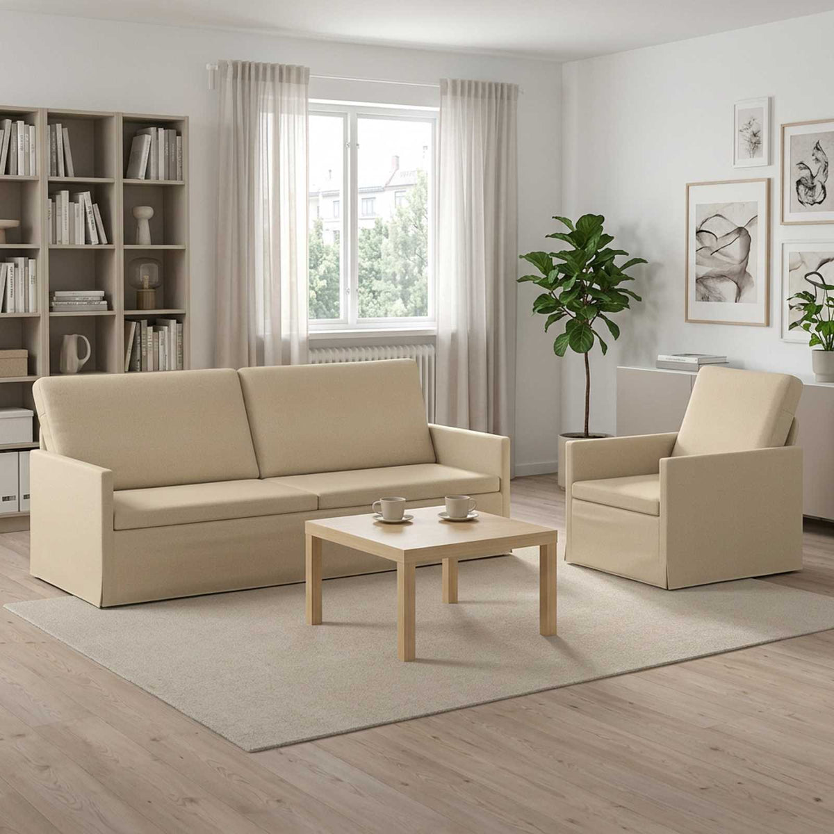 vidaXL Sofa Set 2 pcs Cream Fabric 1