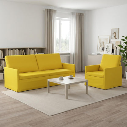 vidaXL Sofa Set 2 pcs Light Yellow Fabric 1