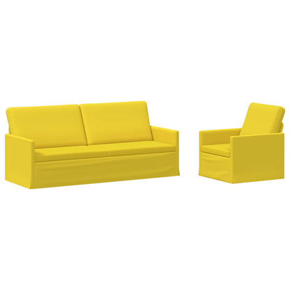 vidaXL Sofa Set 2 pcs Light Yellow Fabric 2