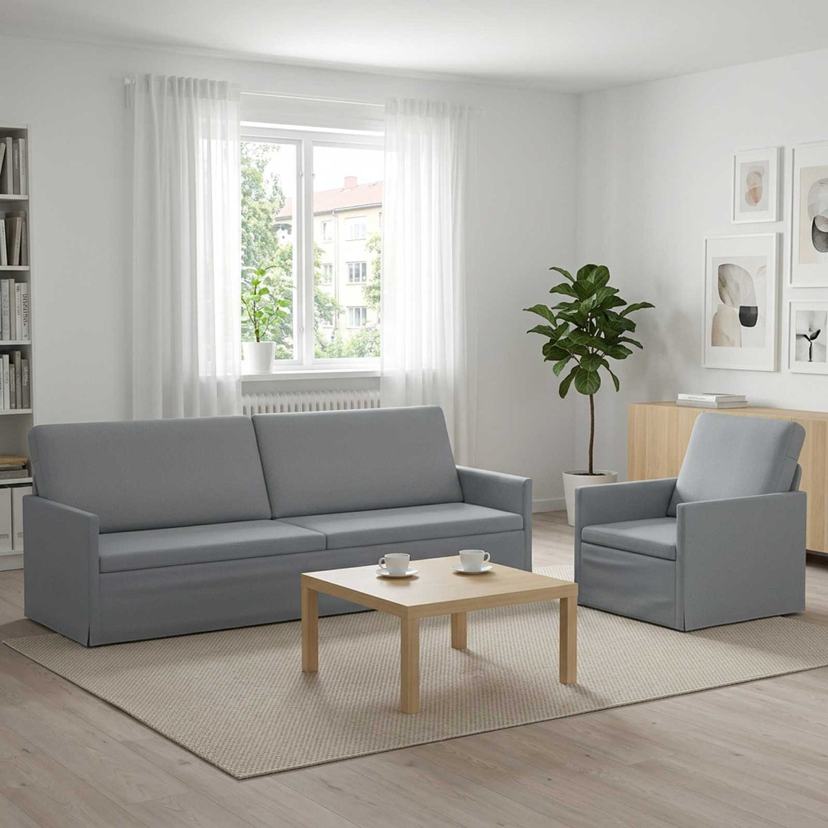 vidaXL Sofa Set 2 pcs Light Grey Fabric 1
