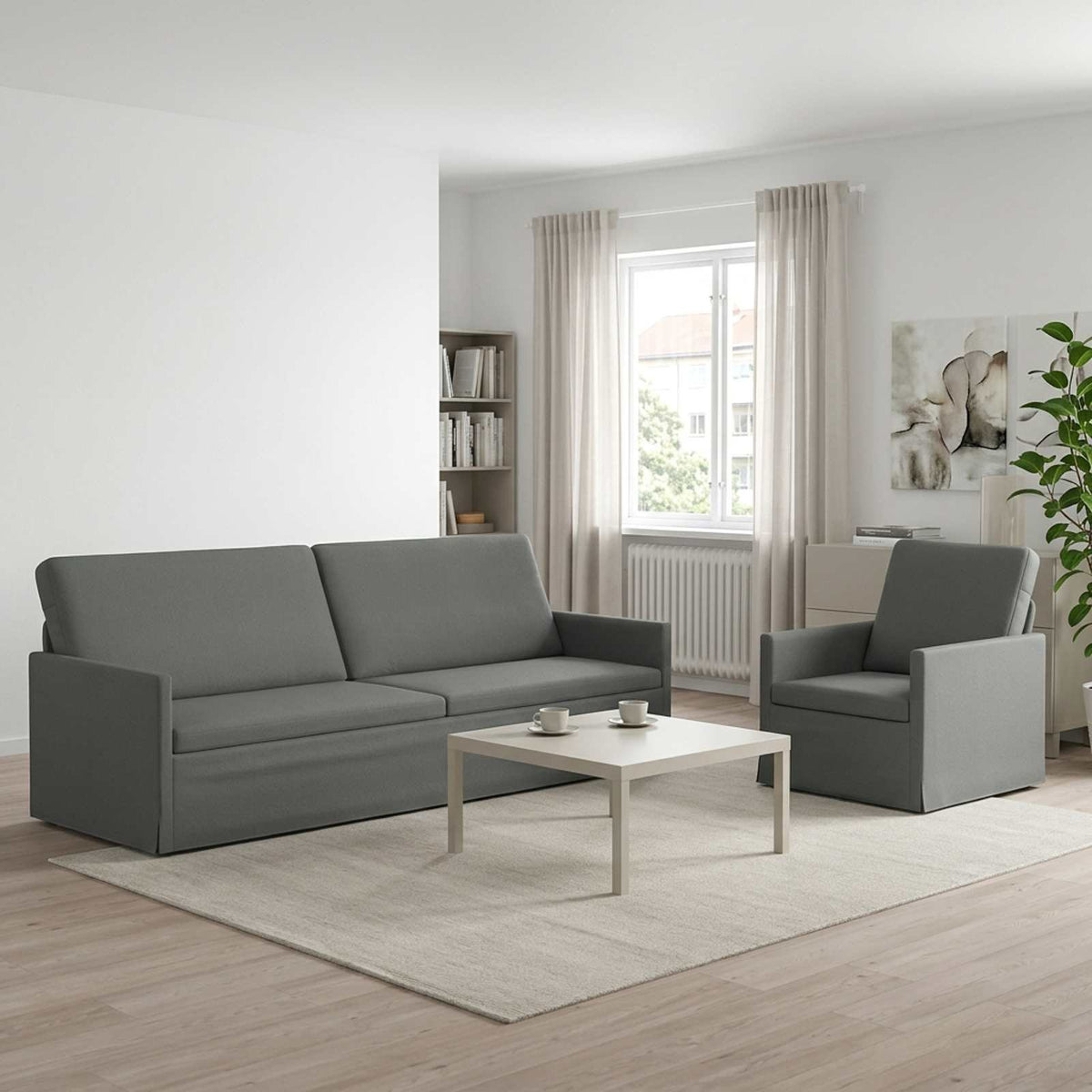 vidaXL Sofa Set 2 pcs Dark Grey Fabric 1