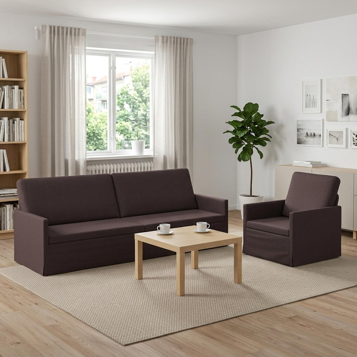 vidaXL Sofa Set 2 pcs Dark Brown Fabric 1