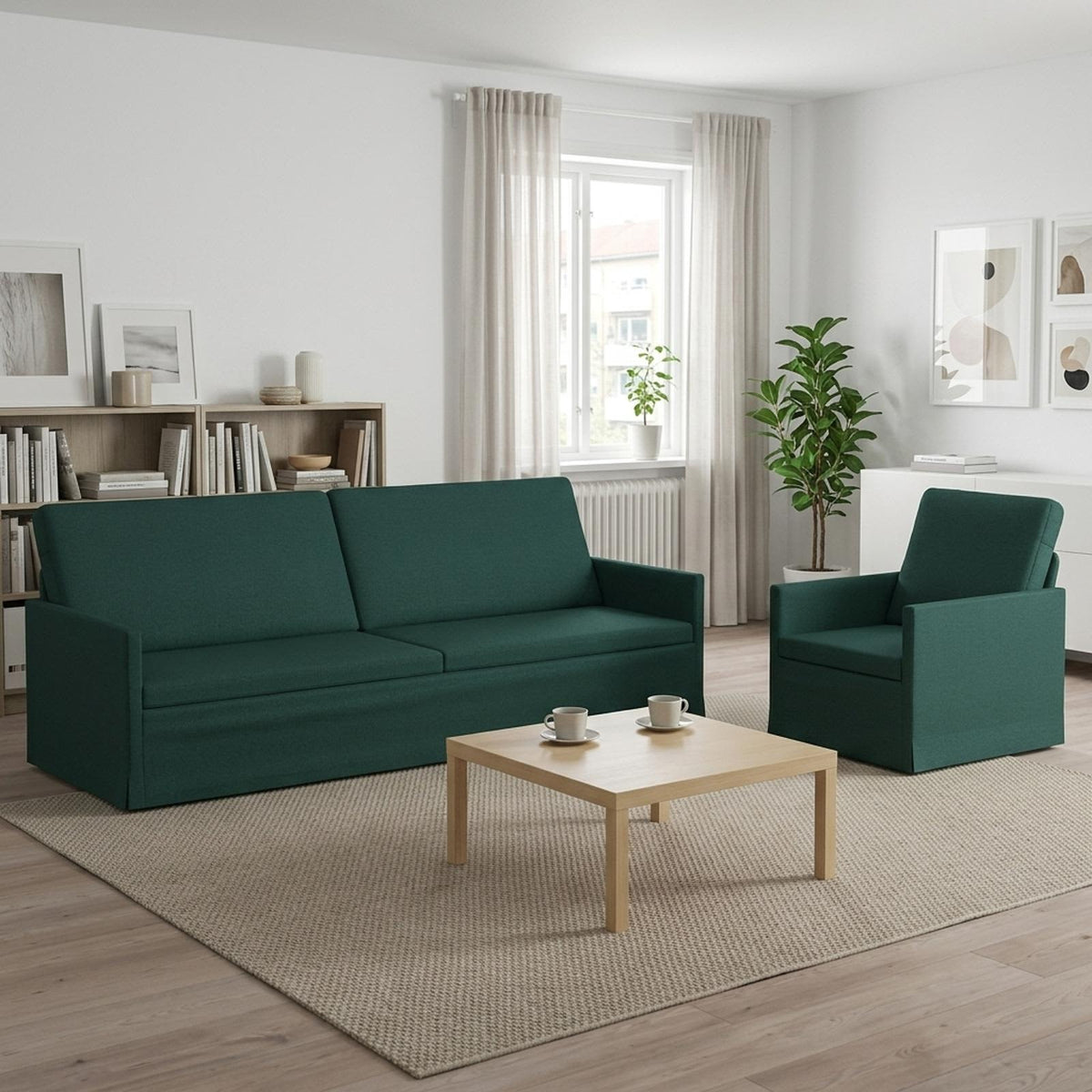 vidaXL Sofa Set 2 pcs Dark Green Fabric 1