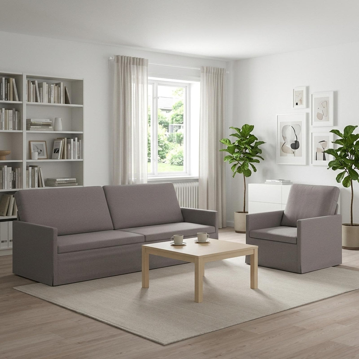 vidaXL Sofa Set 2 pcs Taupe Fabric 1