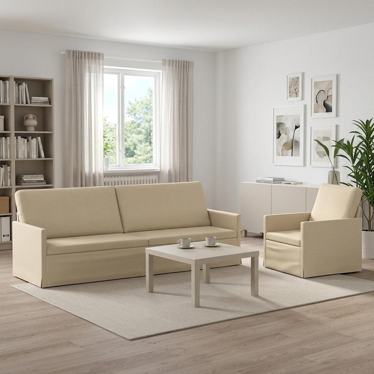 vidaXL Sofa Set 2 pcs Cream Fabric 1