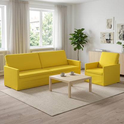 vidaXL Sofa Set 2 pcs Light Yellow Fabric 1