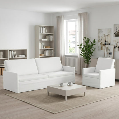 vidaXL Sofa Set 2 pcs White Fabric 1