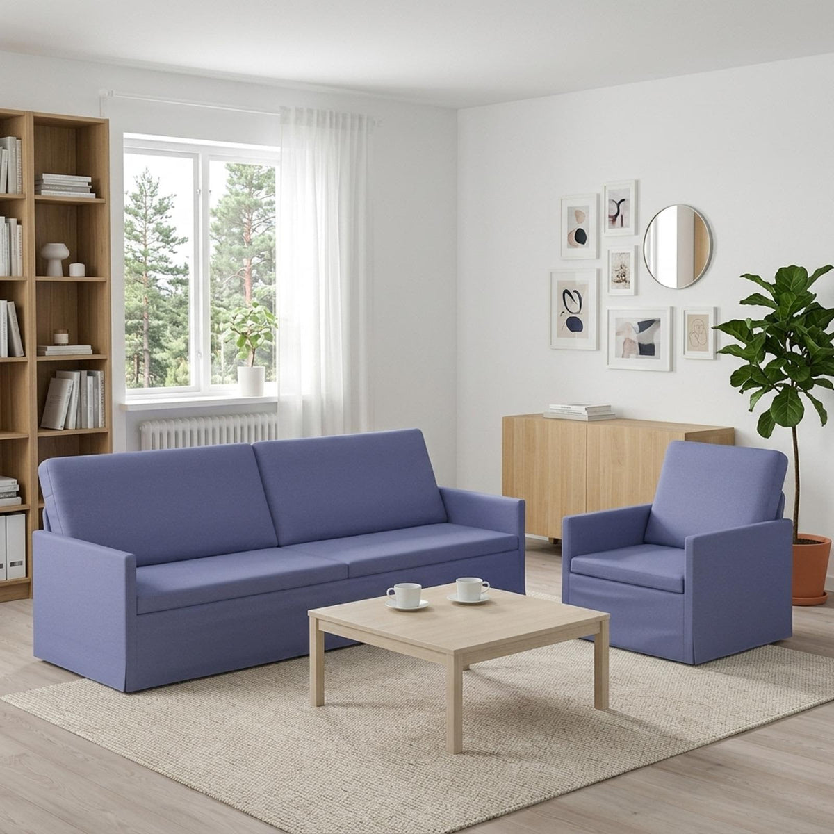 vidaXL Sofa Set 2 pcs Jeans Blue Fabric 1