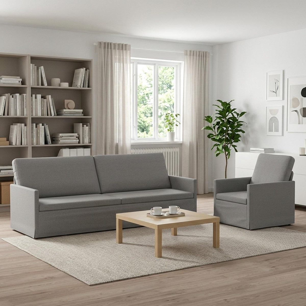 vidaXL Sofa Set 2 pcs Cloud Grey Fabric 1