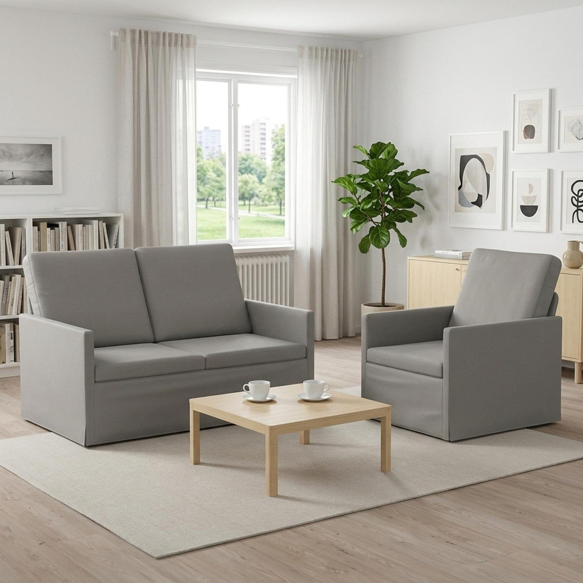 vidaXL Sofa Set 2 pcs Light Grey Velvet 1
