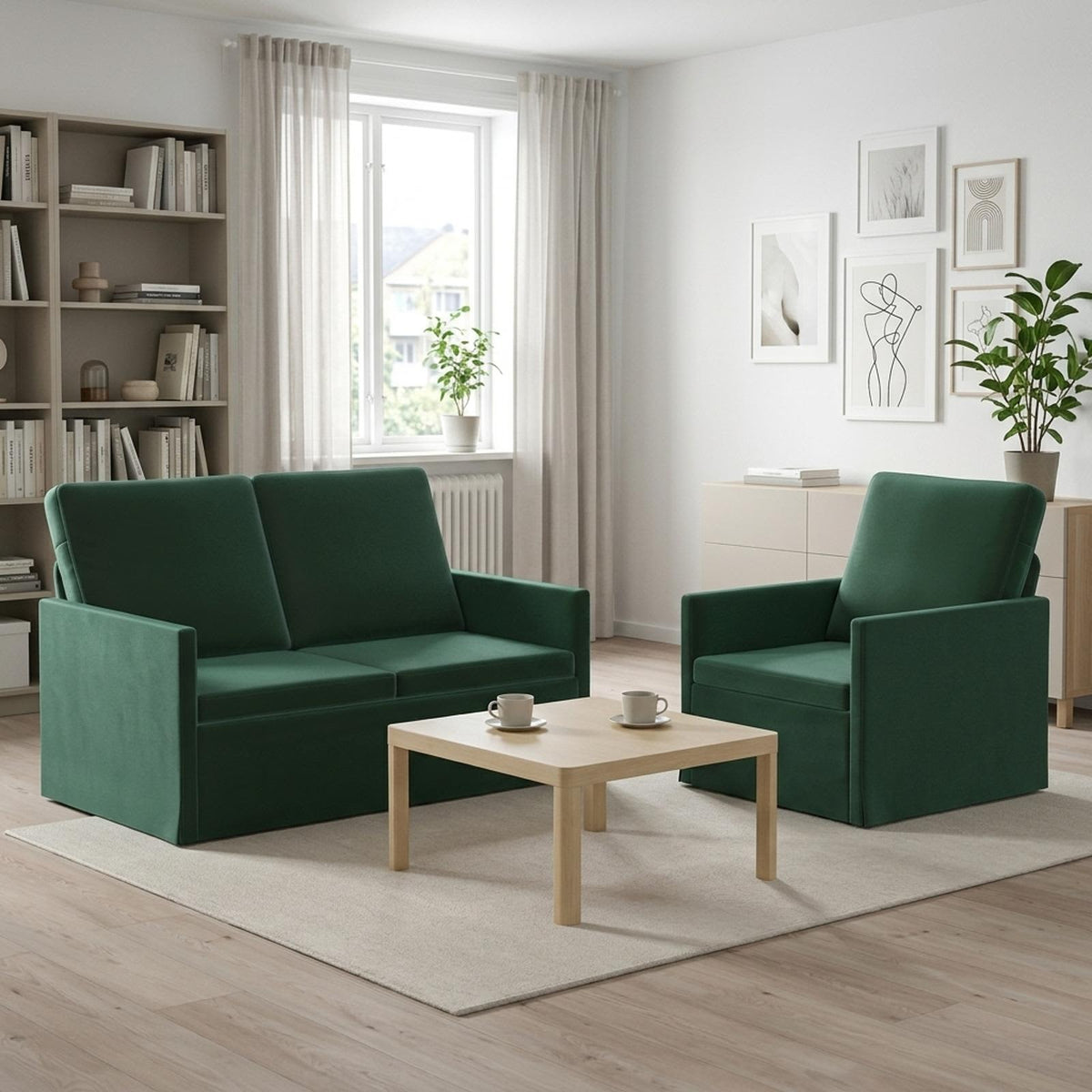 vidaXL Sofa Set 2 pcs Dark Green Velvet 1